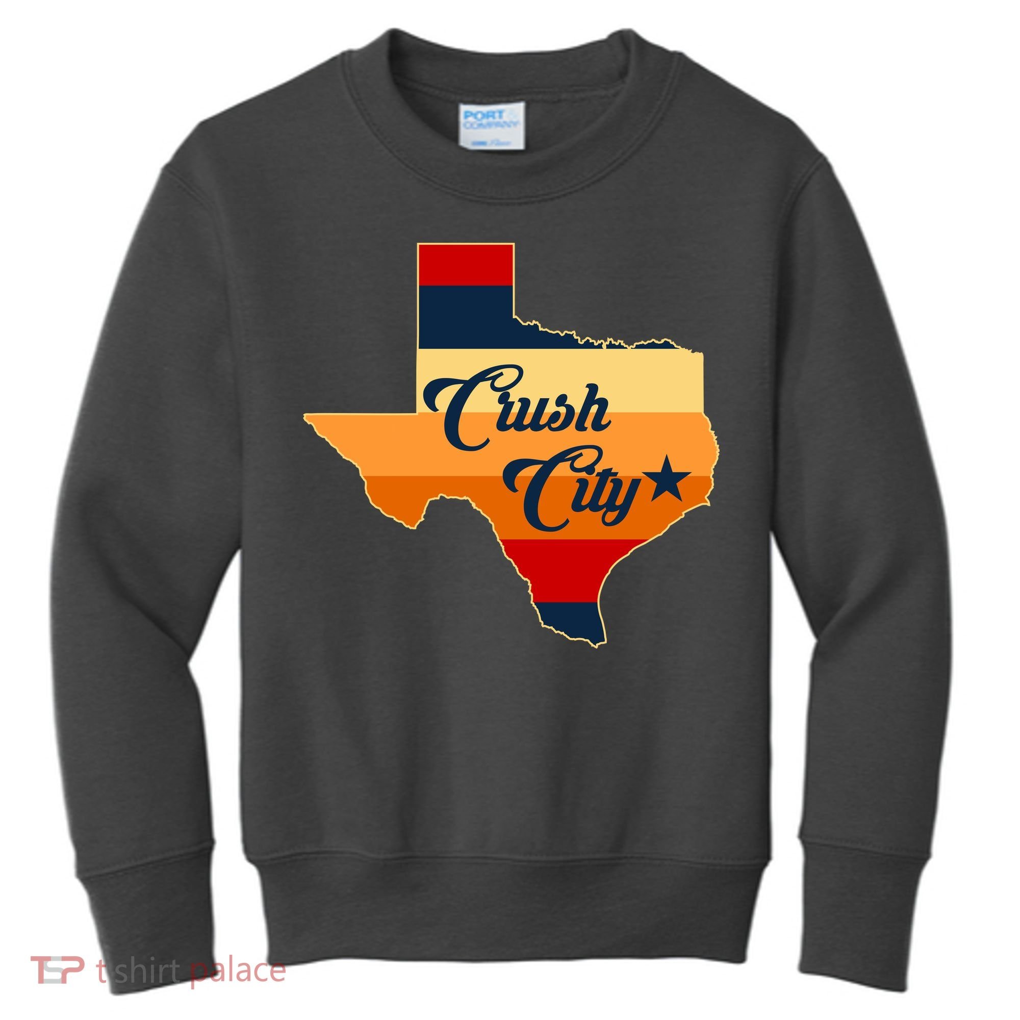 Baseball Crush City Houston Texas Kids Sweatshirt