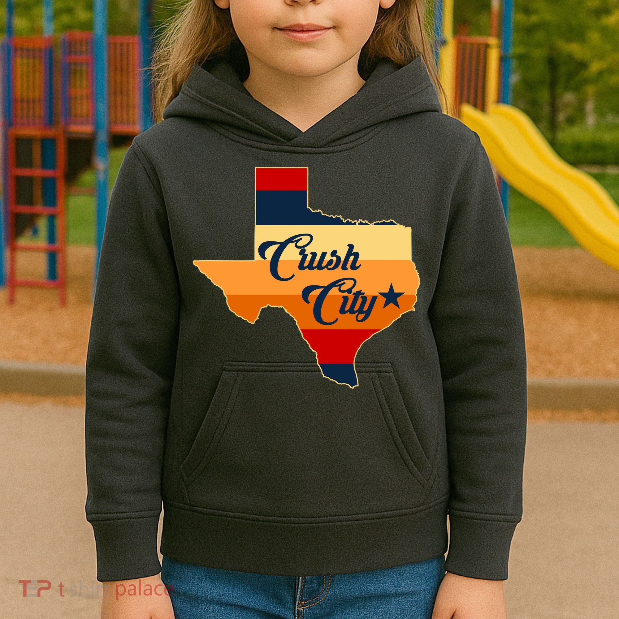 Baseball Crush City Houston Texas Kids Hoodie