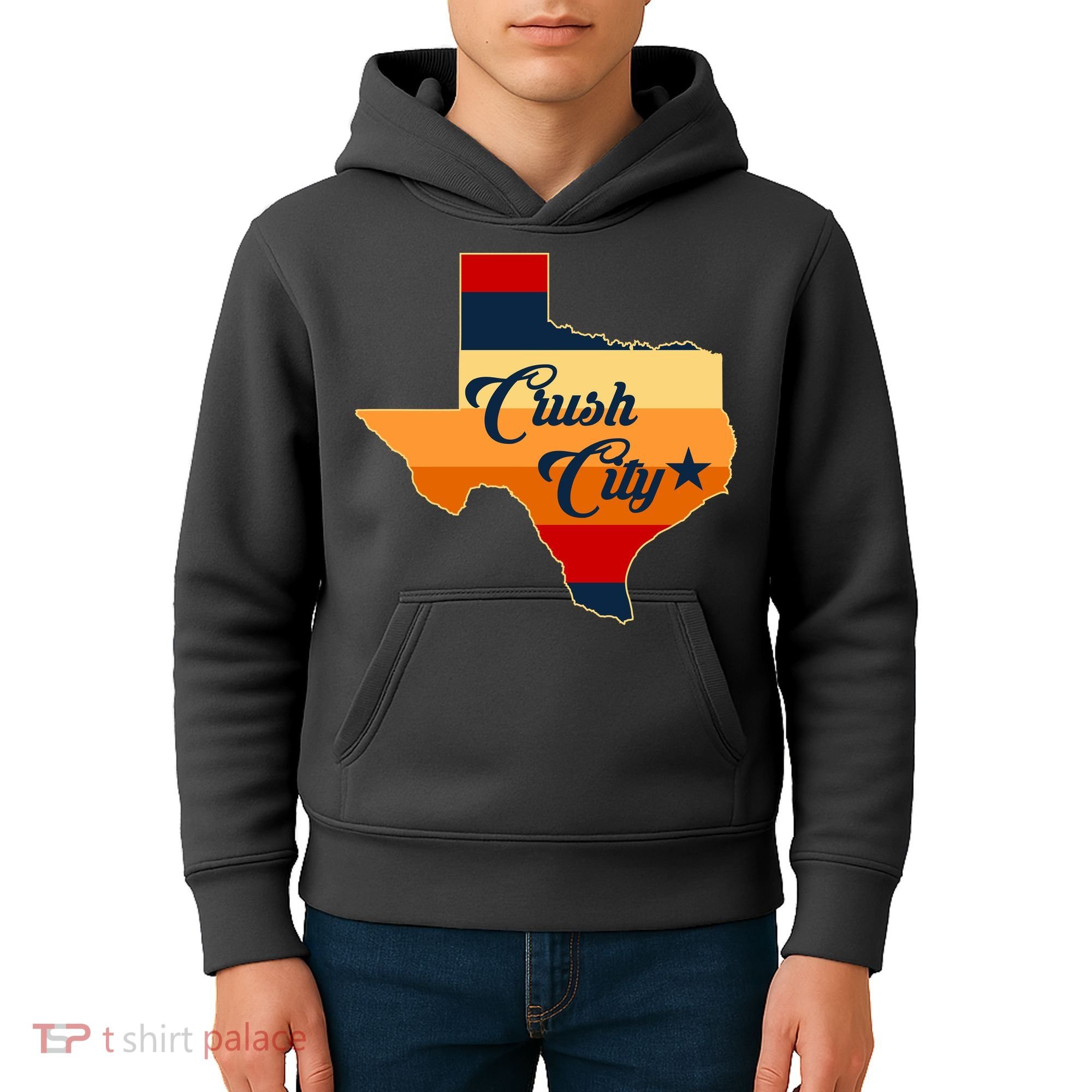 Baseball Crush City Houston Texas Kids Hoodie