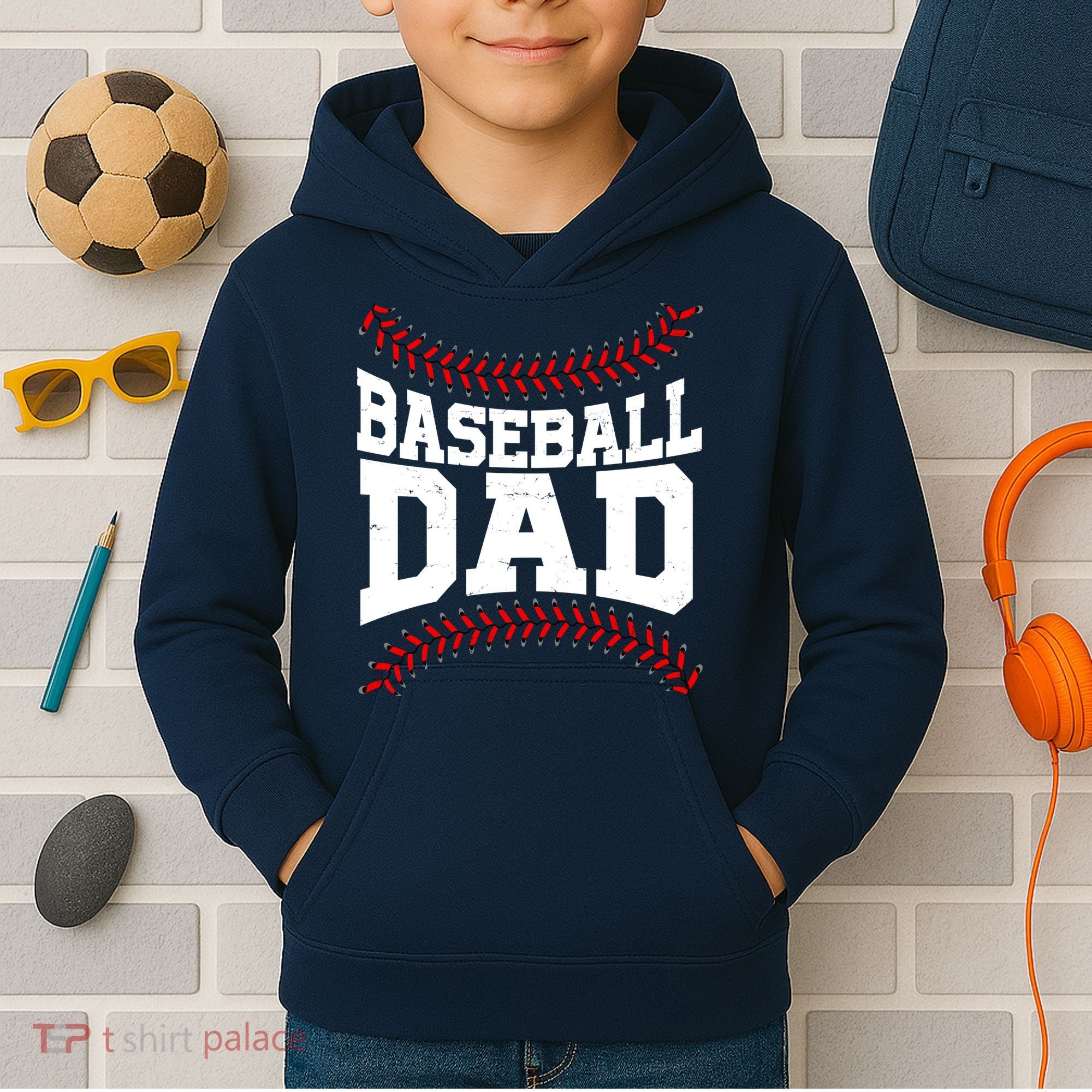Baseball Dad Sports Fan Kids Hoodie