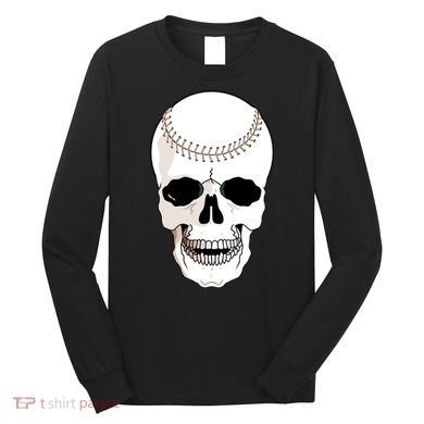 Baseball Face Skeleton Skull Long Sleeve Shirt