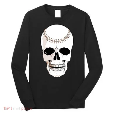 Baseball Face Skeleton Skull Long Sleeve Shirt