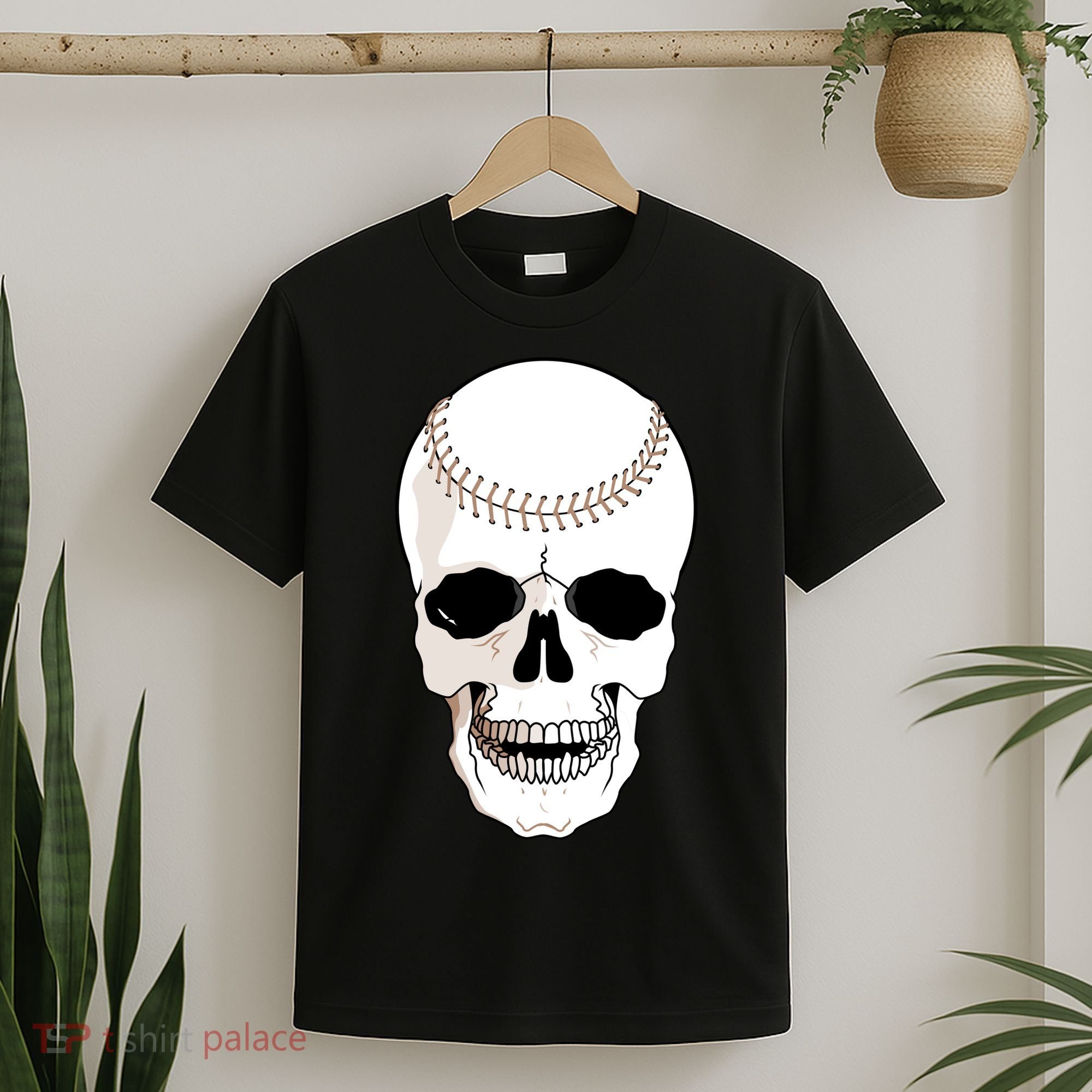 Baseball Face Skeleton Skull T-Shirt