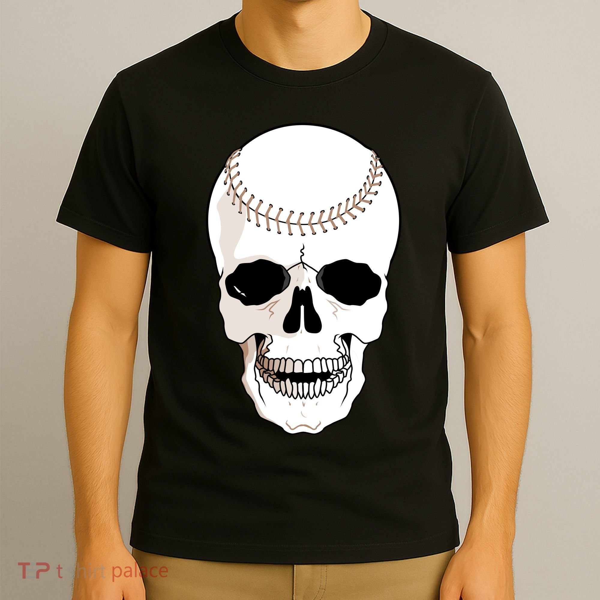 Baseball Face Skeleton Skull T-Shirt