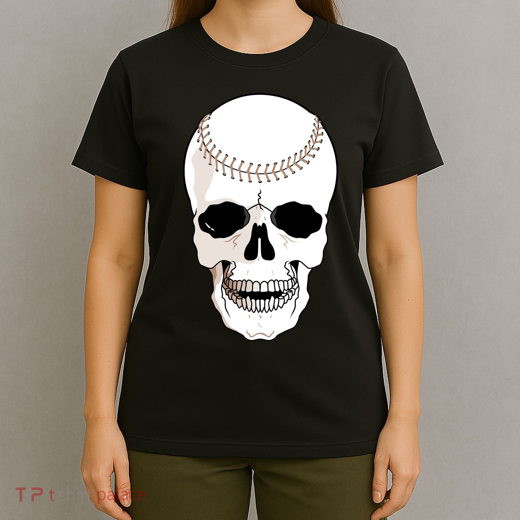 Baseball Face Skeleton Skull T-Shirt