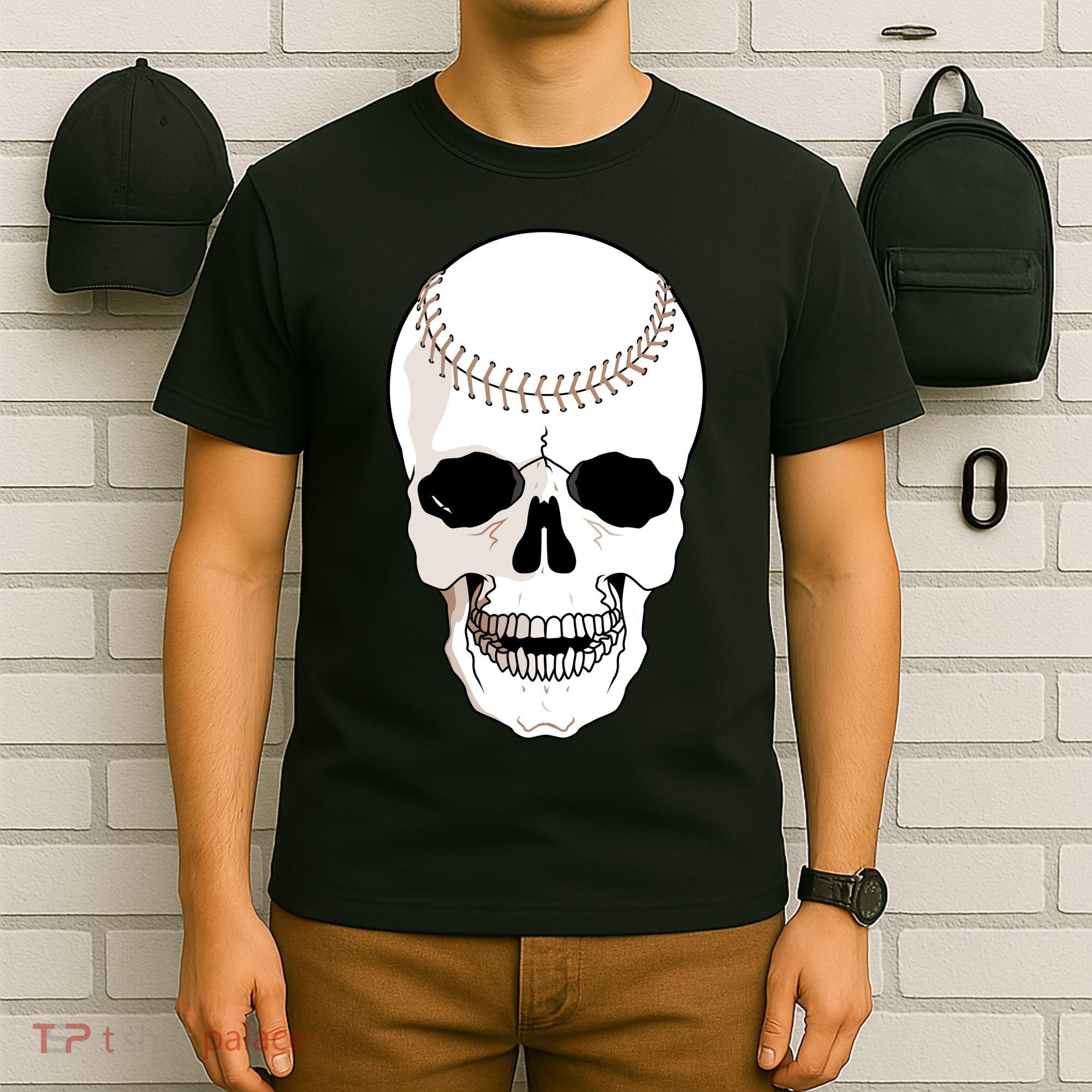 Baseball Face Skeleton Skull T-Shirt