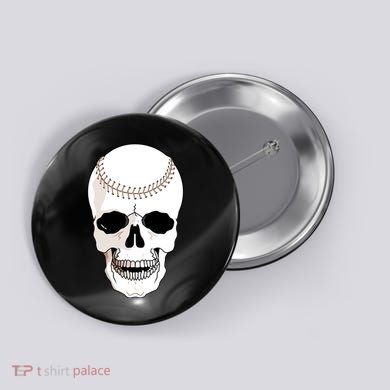 Baseball Face Skeleton Skull Button