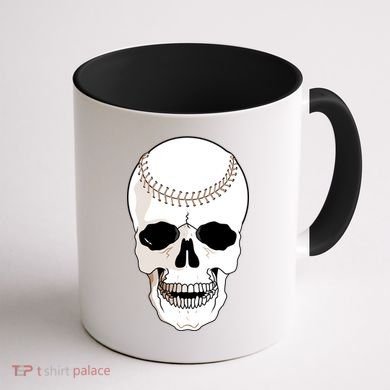 Baseball Face Skeleton Skull Coffee Mug back