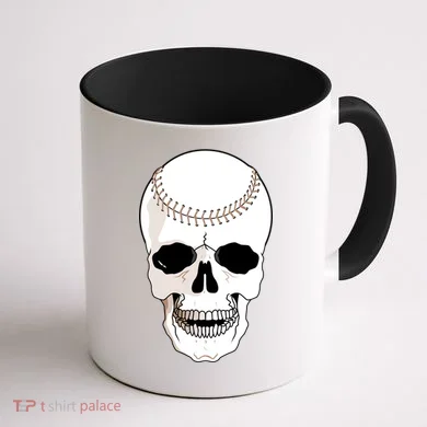 Baseball Face Skeleton Skull Coffee Mug back