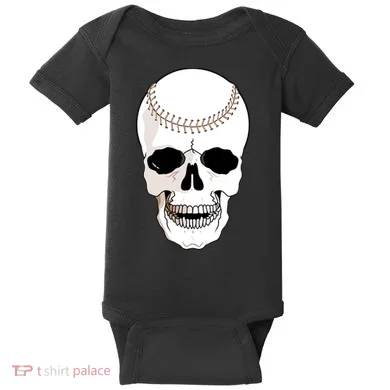 Baseball Face Skeleton Skull Baby Bodysuit