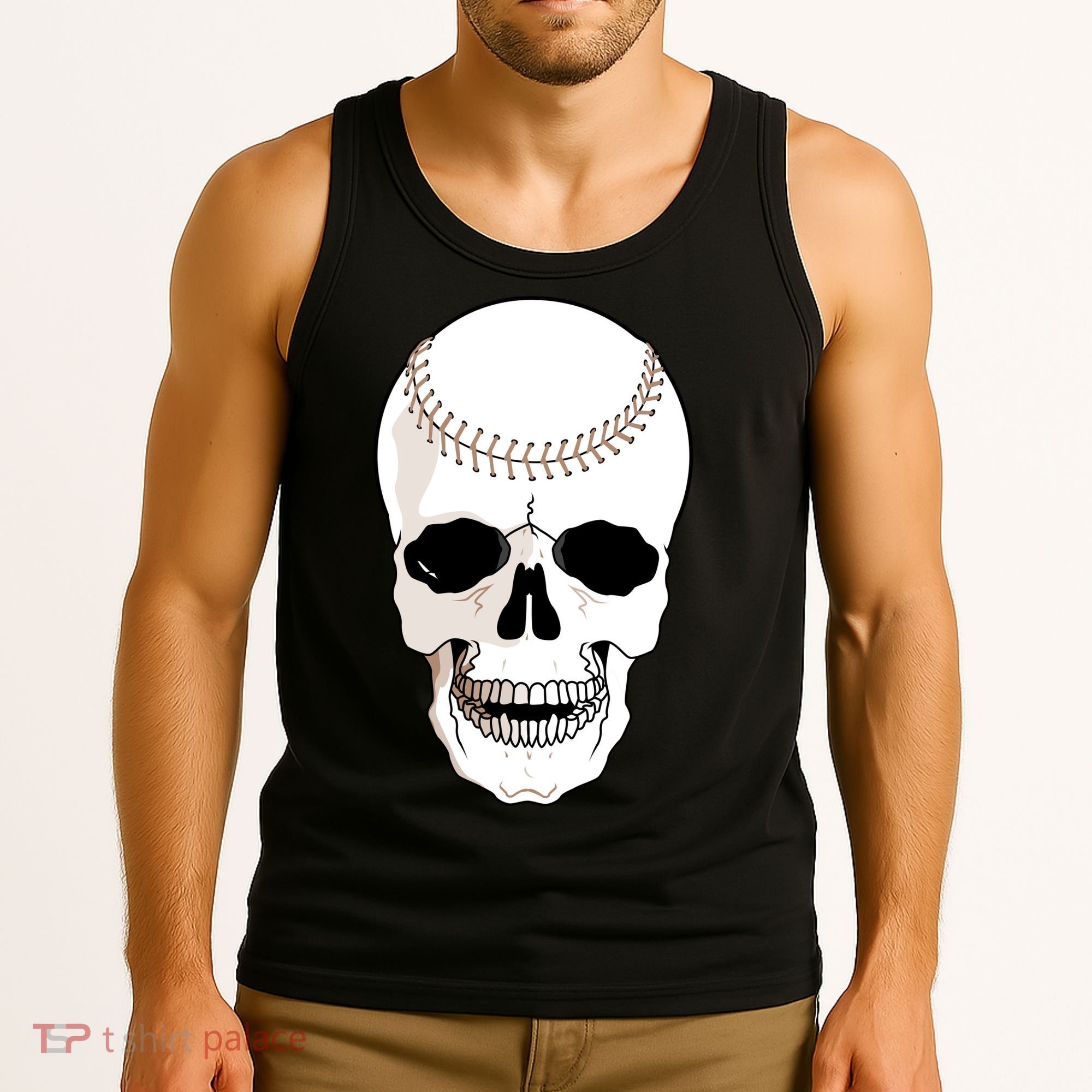 Baseball Face Skeleton Skull Tank Top