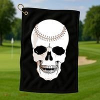 Baseball Face Skeleton Skull Golf Towel thumb 1