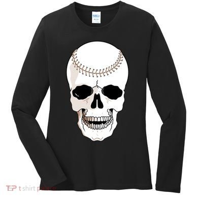 Baseball Face Skeleton Skull Women's Long Sleeve Shirt