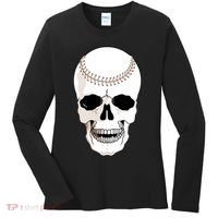 Baseball Face Skeleton Skull Women's Long Sleeve Shirt thumb 0