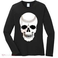 Baseball Face Skeleton Skull Women's Long Sleeve Shirt thumb 0