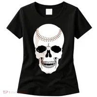 Baseball Face Skeleton Skull Women's T-Shirt thumb 0
