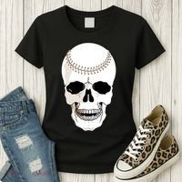 Baseball Face Skeleton Skull Women's T-Shirt thumb 3