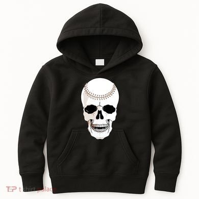 Baseball Face Skeleton Skull Kids Hoodie