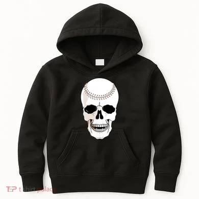 Baseball Face Skeleton Skull Kids Hoodie