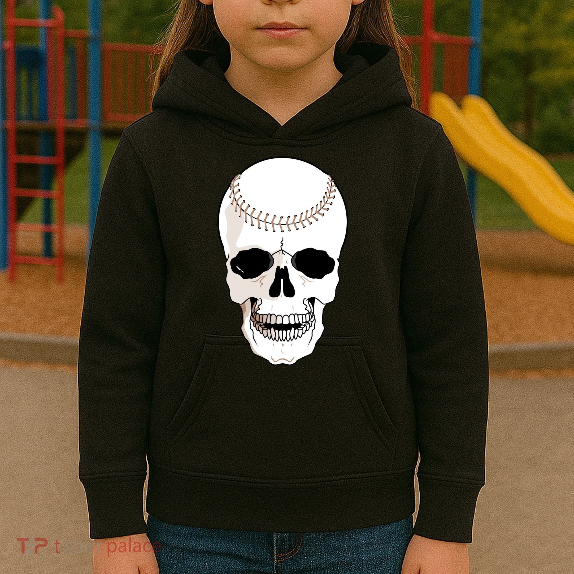 Baseball Face Skeleton Skull Kids Hoodie