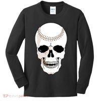Baseball Face Skeleton Skull Kids Long Sleeve Shirt thumb 0