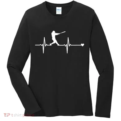 Baseball Heartbeat Pulse Women's Long Sleeve Shirt