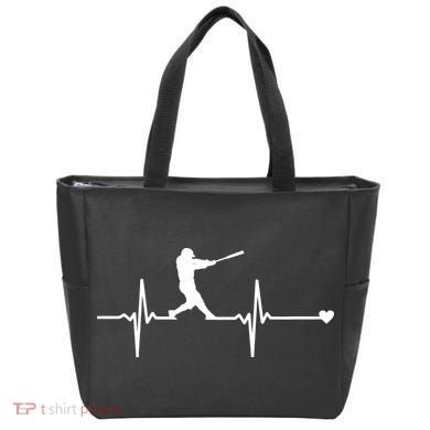Baseball Heartbeat Pulse Tote Bag