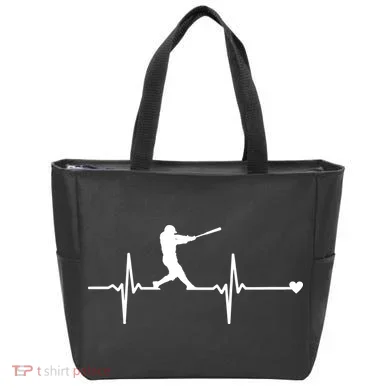 Baseball Heartbeat Pulse Tote Bag
