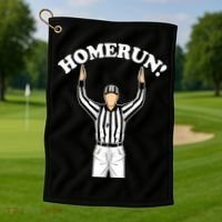 Baseball Homerun Football Referee Funny Golf Towel thumb 1