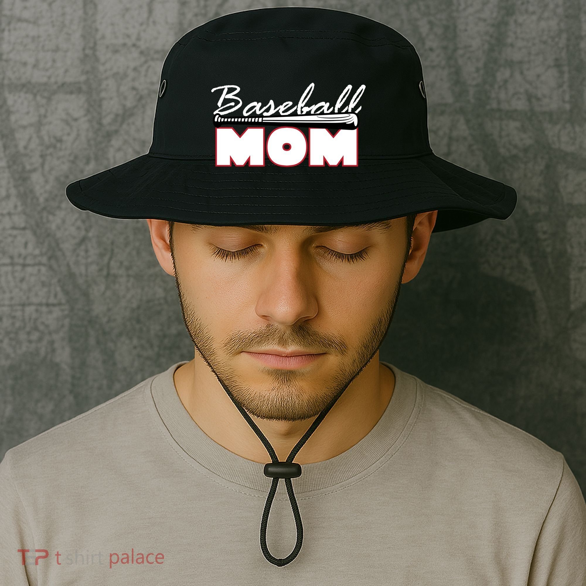 Baseball Mom Bat Logo Bucket Hat