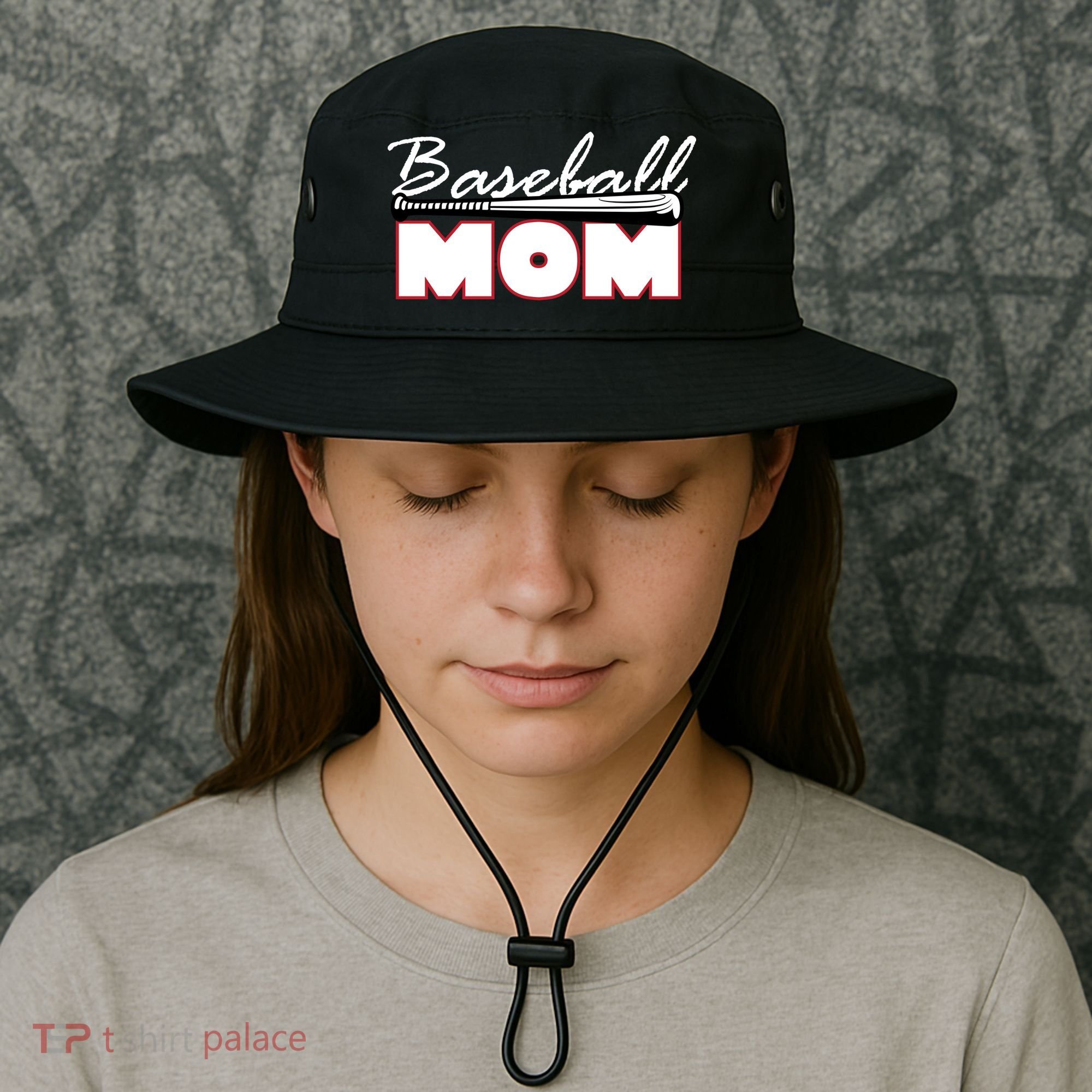 Baseball Mom Bat Logo Bucket Hat