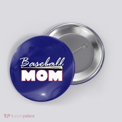 Baseball Mom Bat Logo Button