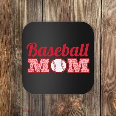 Baseball Mom Cheetah Print Coaster