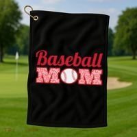 Baseball Mom Cheetah Print Golf Towel thumb 1