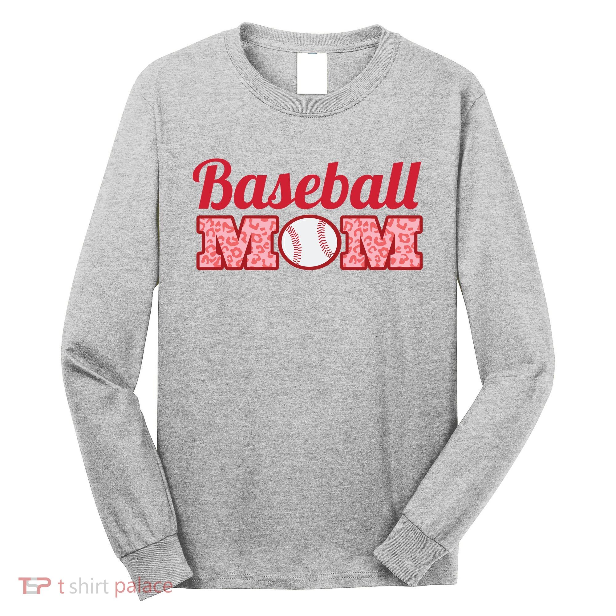 Baseball Mom Cheetah Print Long Sleeve Shirt