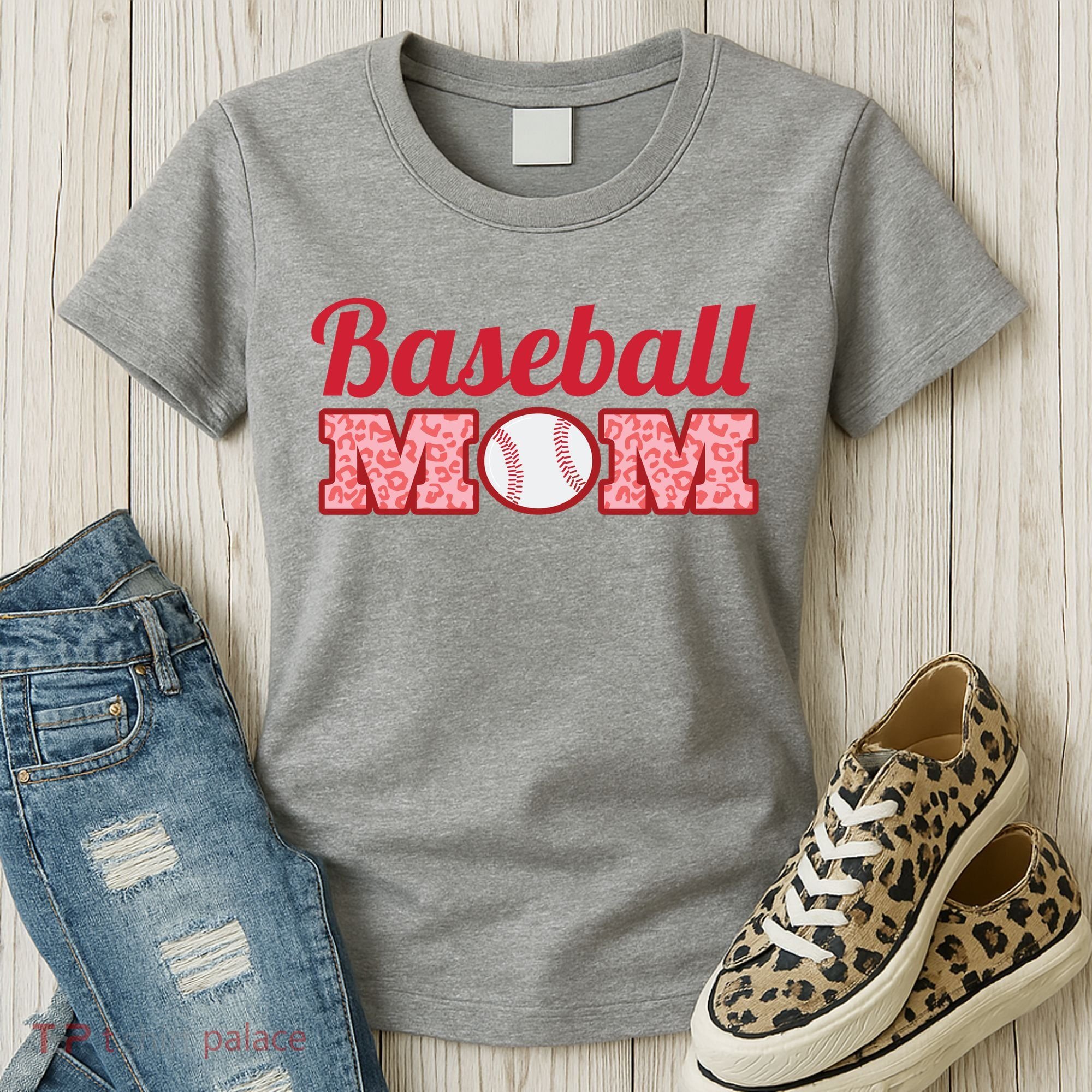 Baseball Mom Cheetah Print Women's T-Shirt