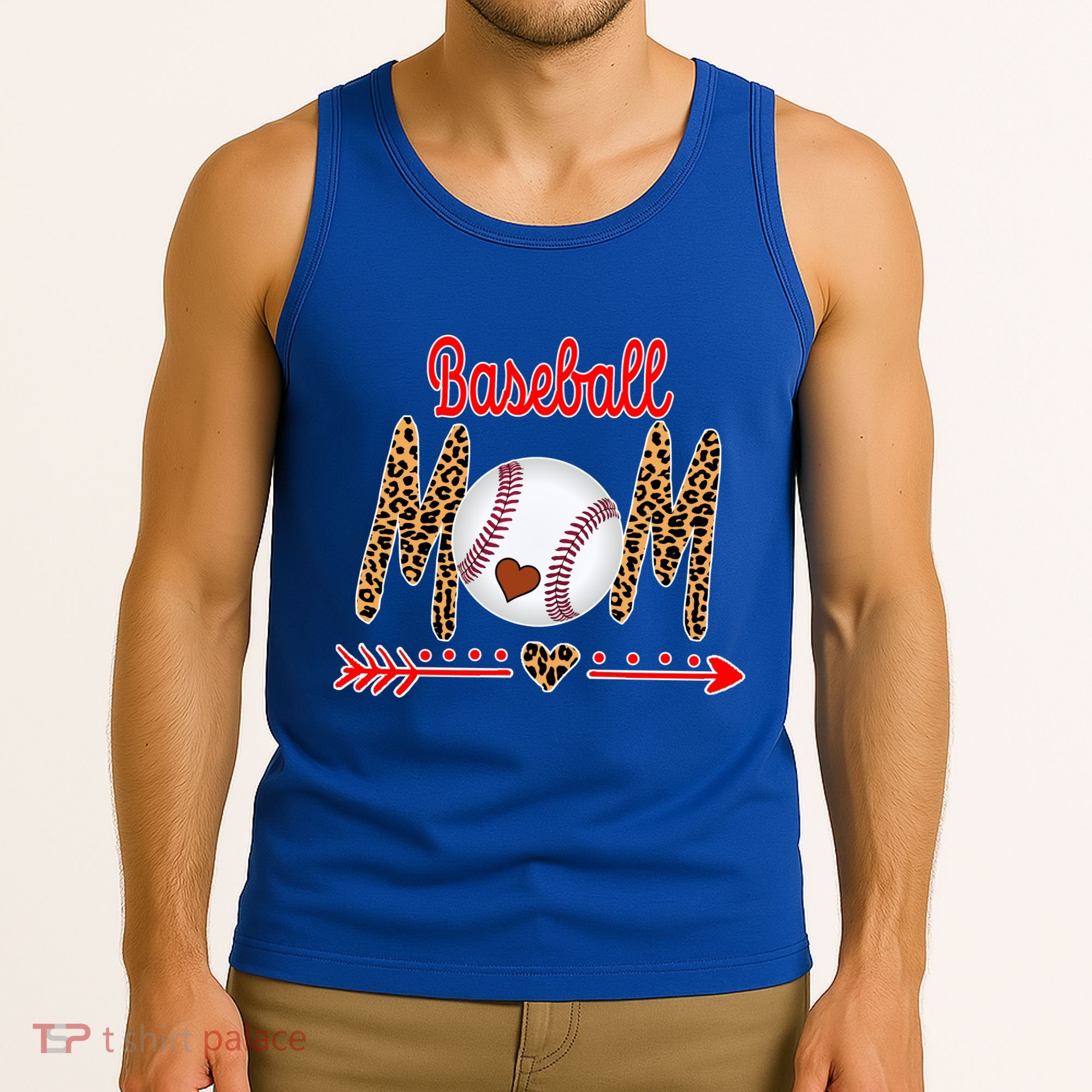 Baseball Mom Love Arrow Leopard Tank Top