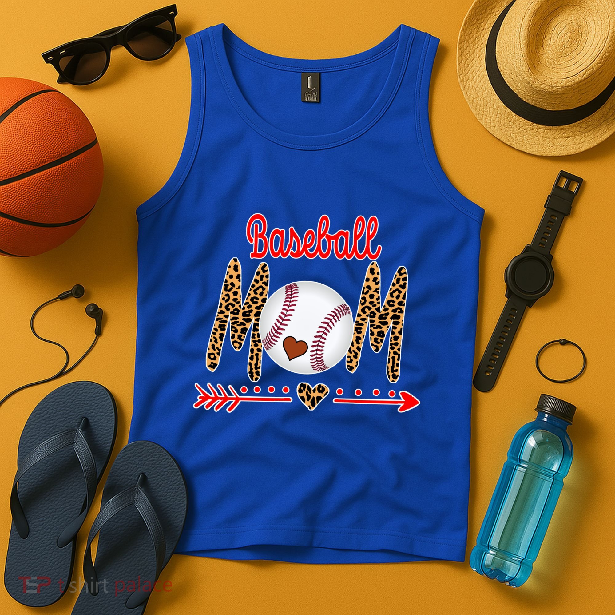 Baseball Mom Love Arrow Leopard Tank Top