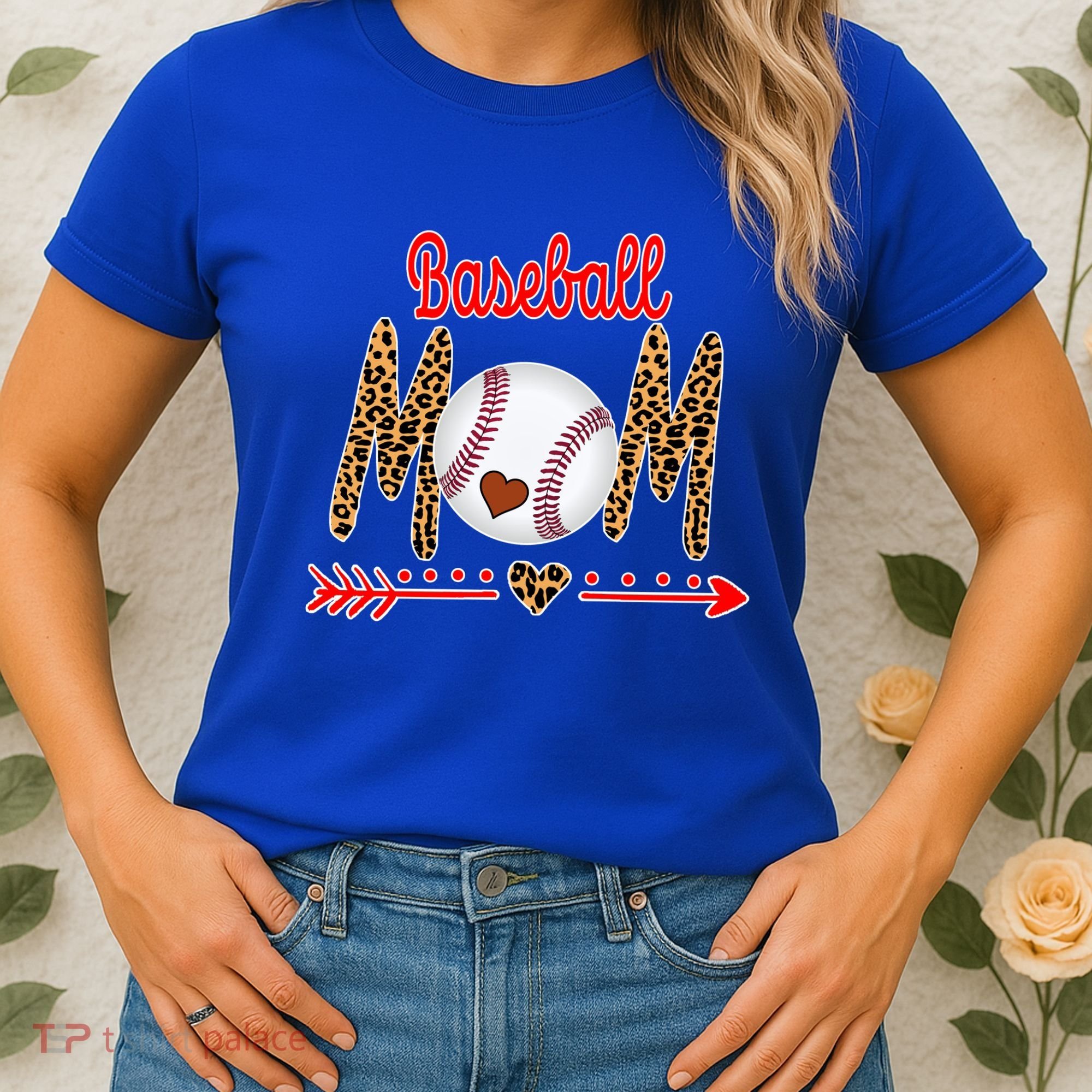 Baseball Mom Love Arrow Leopard Women's T-Shirt