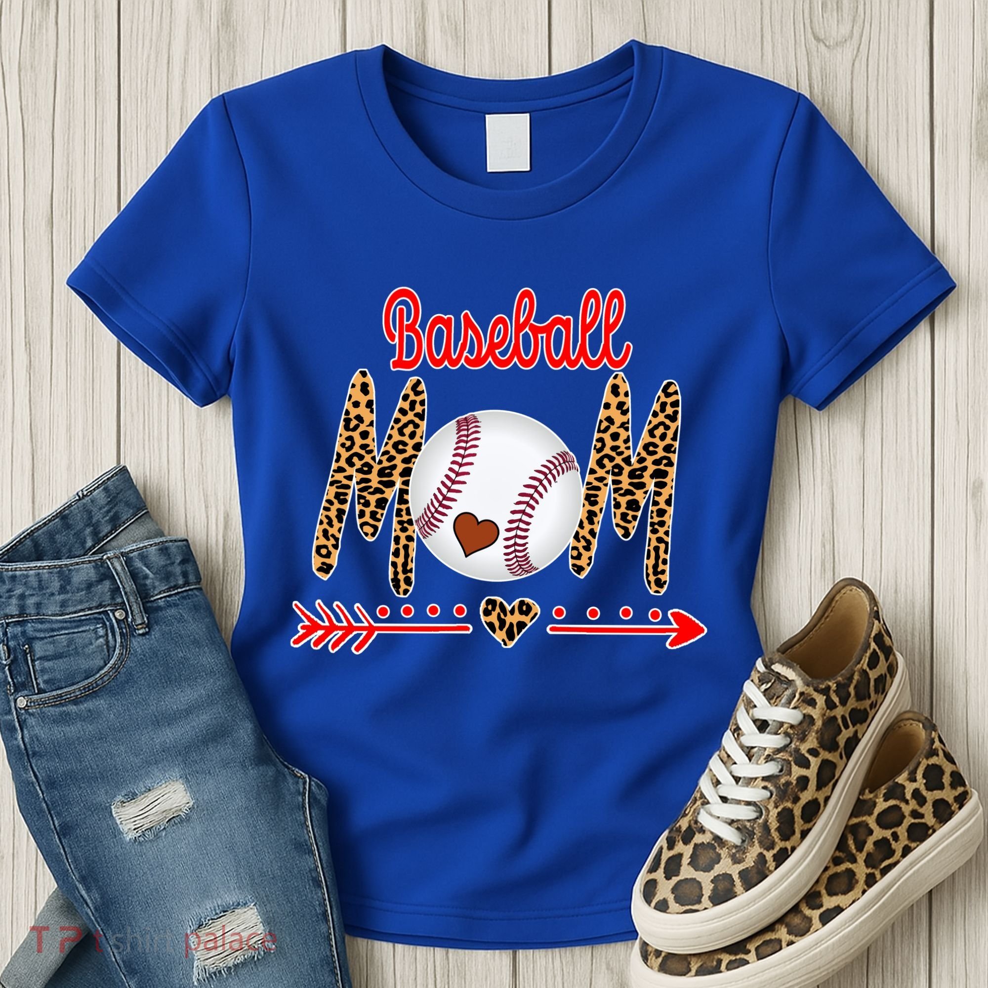 Baseball Mom Love Arrow Leopard Women's T-Shirt