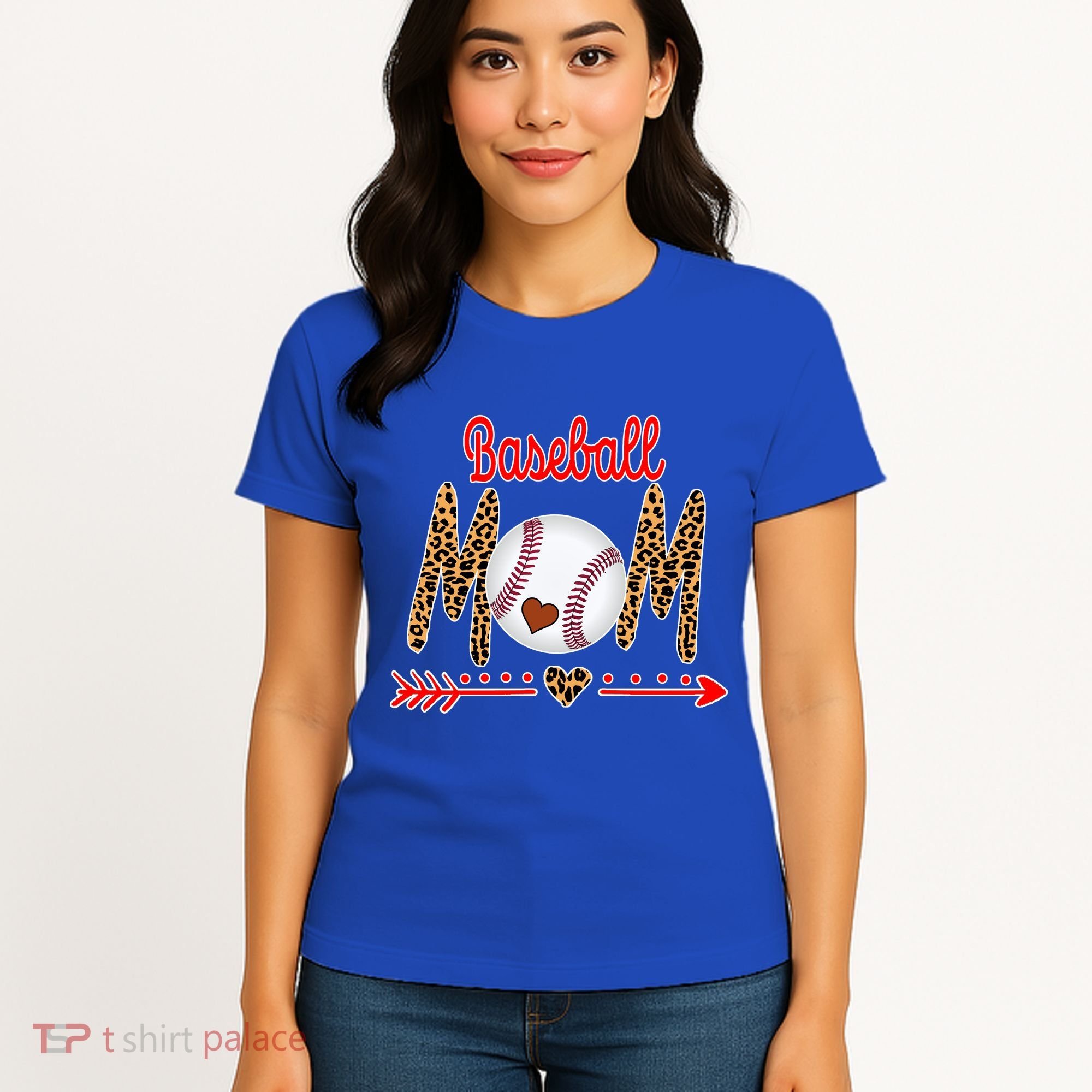 Baseball Mom Love Arrow Leopard Women's T-Shirt