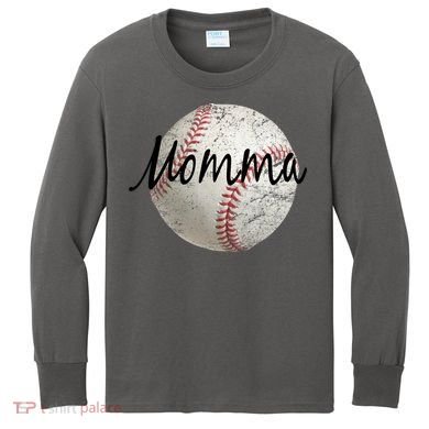 Baseball Momma Kids Long Sleeve Shirt