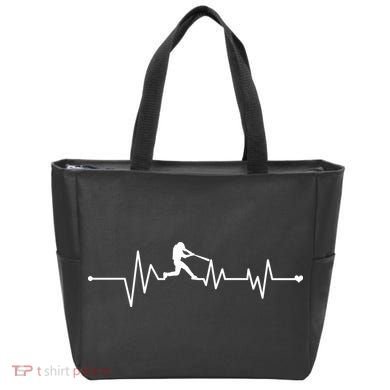 Baseball Player Heartbeat Tote Bag