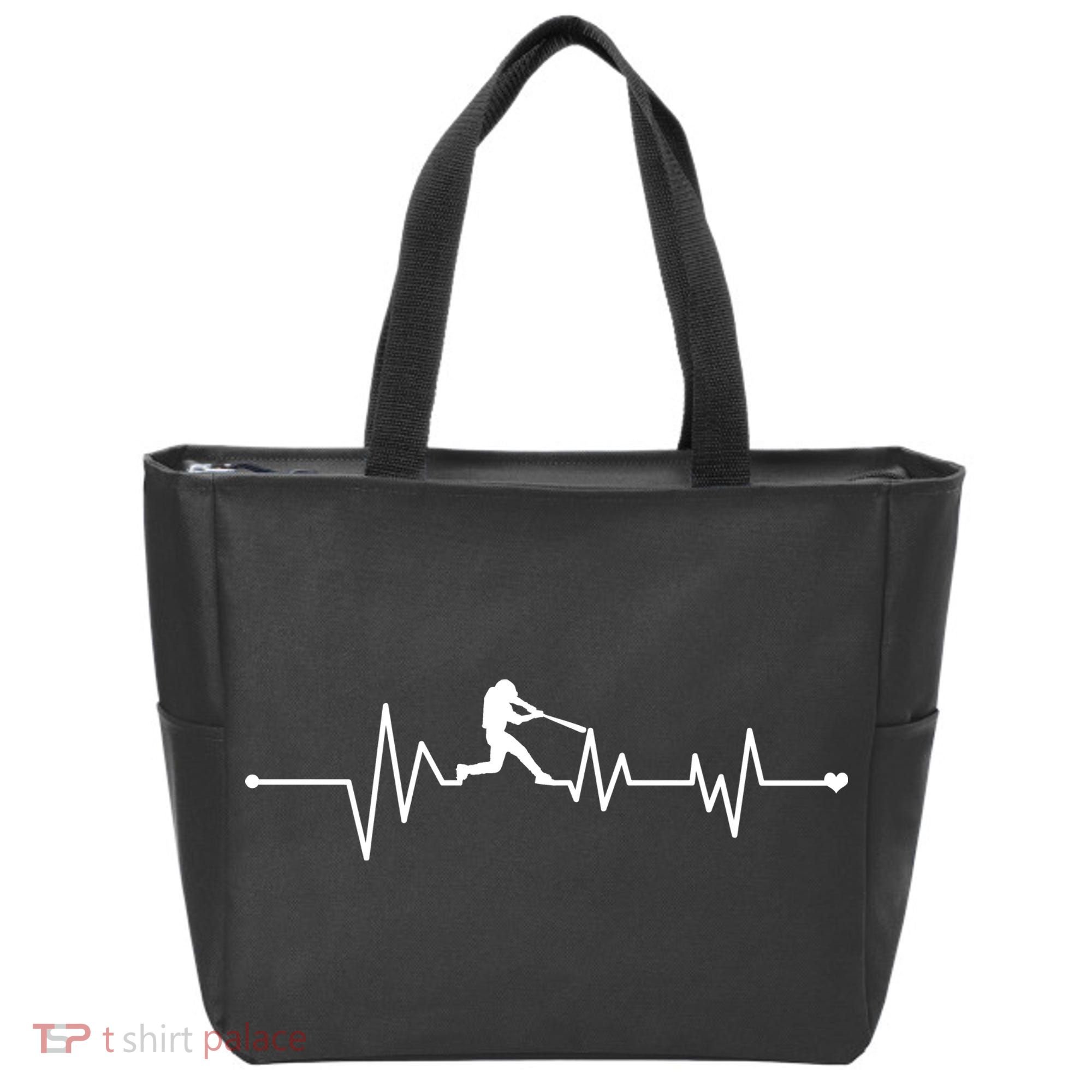 Baseball Player Heartbeat Tote Bag