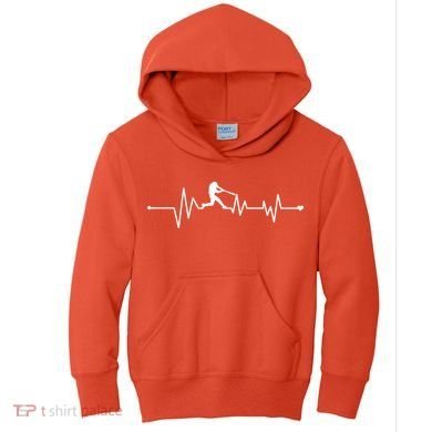 Baseball Player Heartbeat Kids Hoodie