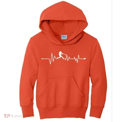 Baseball Player Heartbeat Kids Hoodie