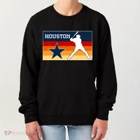 Baseball Player Silhouette Houston Flag Women's Sweatshirt thumb 0