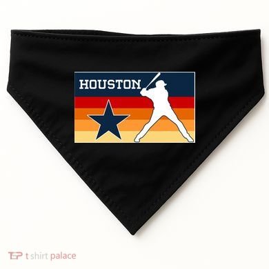 Baseball Player Silhouette Houston Flag USA-Made Doggie Bandana