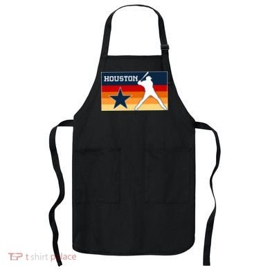 Baseball Player Silhouette Houston Flag Apron