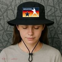 Baseball Player Silhouette Houston Flag Bucket Hat thumb 3